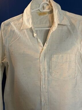 MOTHER Foxy Boxy I Want Candy Cream Button-Down Shirt with Multicolor Speckles S